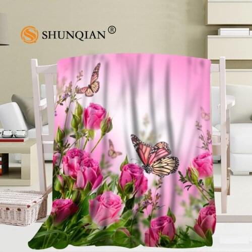 Custom butterfly blanket Flannel Falafel Fabric 56x80inch 50X60inch 40X50inch Sofa Bed Throw Blanket Kid Adult Warm Blanket