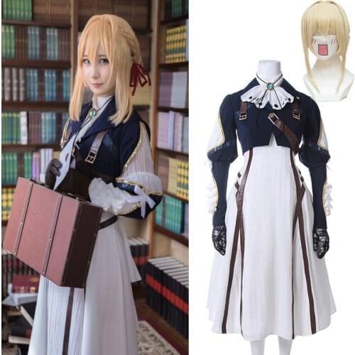Japanese Anime Violet Evergarden Cosplay Costume Women Lolita Cosplay Dress Adult Cosplay Uniform Full Set for Halloween Party