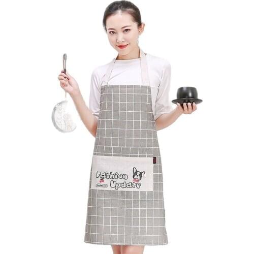 Cotton cotton linen Household Kitchen Apron double layer cartoon cute apron fashion breathable waterproof oil proof Bib