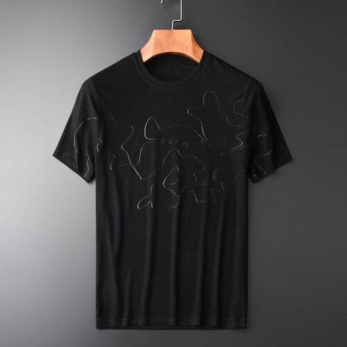 Summer Thin Personality Printed Fashion Hight Quality Short Sleeve Dark Grain Mens T-shirts M-4XL