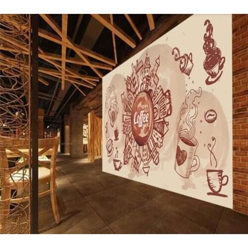 Papel de parde fashion simple coffee western restaurant cake shop decoration tooling 3d wallpaper,beer house kitchen mural