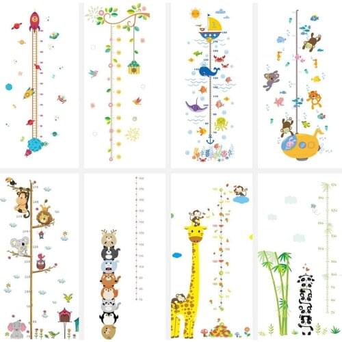Cartoon Height Measure Wall Sticker For Home Decor Kids Rooms Child Growth Chart School Decals Nursery Bedroom Mural Art Poster