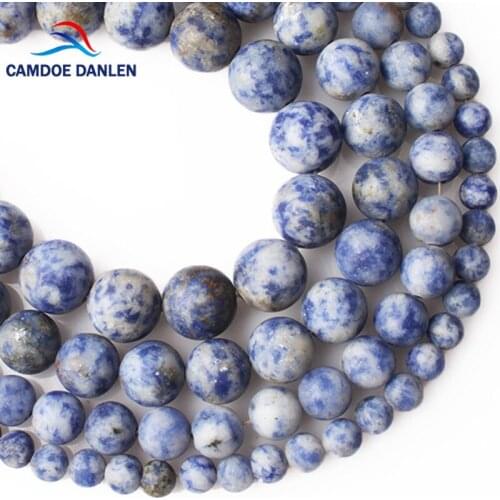 CAMDOE DANLEN Natural Stone Frosted Dull Polish Matte Blue Sodalite Round Beads 4 6 8 10 12mm Fit Diy Fashion Jewelry Making