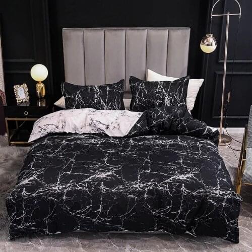 New 2021 Fashion Marble Comforter Bedding Set Black Duvet Cover With Pillowcase Adults Home Textiles Linen Luxury Set