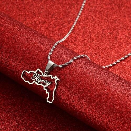 Ethiopia Tigray Region With Heart Pendant Necklaces Charm African Ethiopian Jewelry for Women Girls