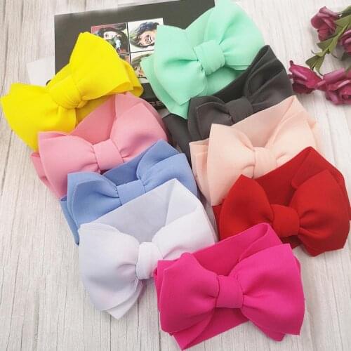 2019 New Large 7inch Bows Girls wide Turban Puff Headband Bowknot Headwrap Kids Cotton Children Girls Headwear 30pc/lot