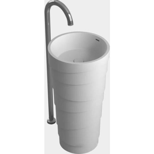 Bathroom Corian Pedestal Wash Basin Freestanding Solid Surface Matt Sink Cloakroom Vanity Wash Sink RS38242