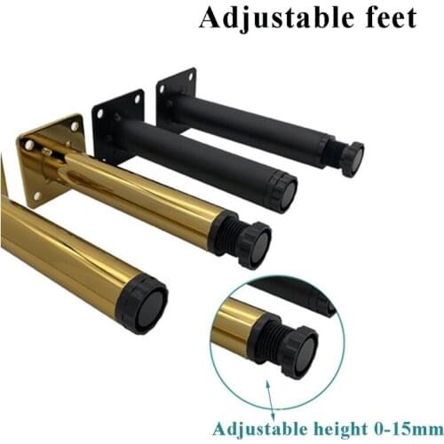 4pcs Adjustable Metal Furniture Legs Furniture Support Legs For Sofa Leg TV Stands Foot Cabinet Coffee Table Legs, Gold/black