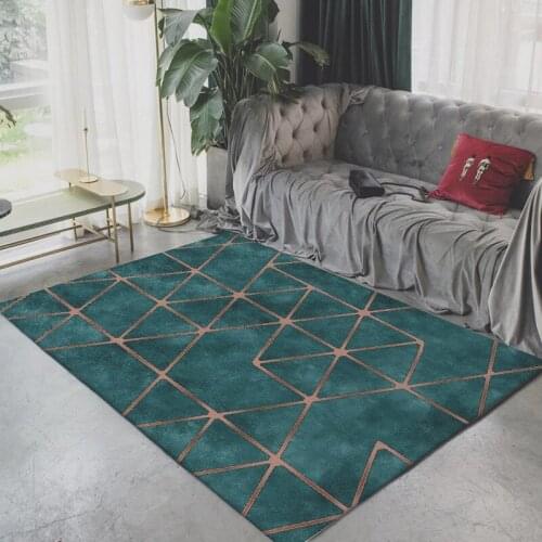 American Style Retro Luxury Carpet Green For Living Room Vintage Sofa Carpet Geometric Strip Rug Rectangle Bedroom Bedside Mat