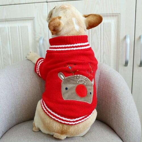 Christmas Dog Clothes French Bulldog Pet Dog Sweater Fat Pug Pet Clothing For Medium Large Dogs Coat Winter Warm Pet Apparel