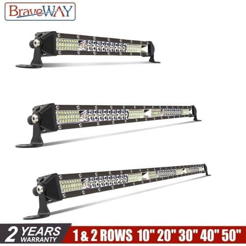 BraveWay 10" 20" 30" One Row 50W 100W 150W Led Light Bar for 4x4 LADA Dodge Ford ATV SUV Offroad Pickup Truck Boat Extra Light