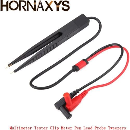 SMD Test Leads Chip Component LCR Testing Tool Multimeter Tester Clip Meter Pen Lead Probe Tweezers Capacitor