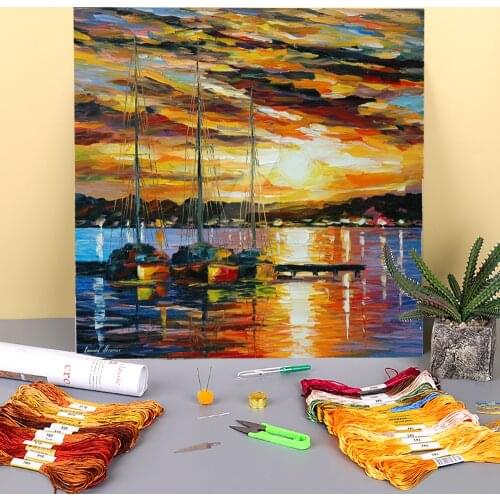 Southern Sunset Pre-Printed 11CT Cross Stitch DIY Embroidery Patterns DMC Threads Handiwork Craft Hobby Handmade Home