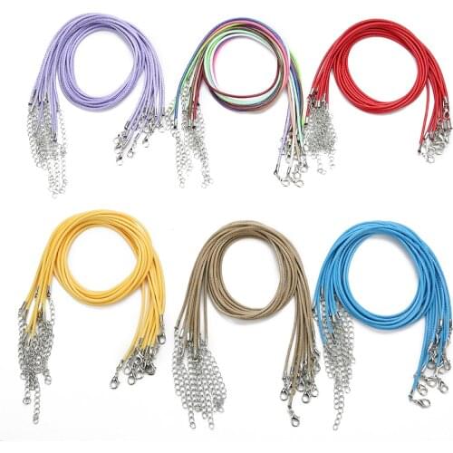 10pcs/lot Lobster Clasps Leather Rope Necklace Dia 1.5mm 2mm Korean Cotton Waxed Cord Thread for DIY Necklaces Jewelry Making
