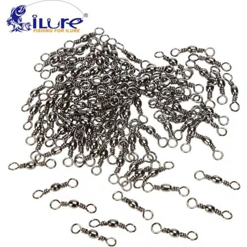 100 pieces 12# 8# 7# 4# Stainless Steel Rolling Barrel Swivel-fixed rings fishing hooks connection fishing accessories pesca