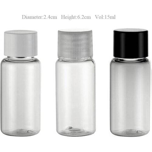 100 x 15ml Clear Portable Travel Mist Plastic Bottle with Screw Cap 1/2oz Cosmetic Lotion Packaging Container