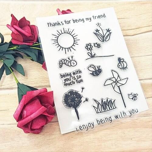 11*16cm sunny inchworm Transparent Clear Stamps / Silicone Seals Roller Stamp for DIY scrapbooking photo album/Card Making