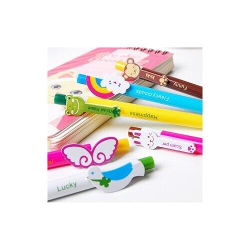 4PCS BZNVN KQ10 South Korea stationery cute cartoon ballpoint pen is very good with 5 random