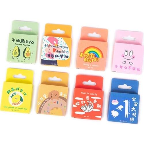 45 PCS Boxed Stickers Cartoon Animal Cute Avocado Decoration Sticker Flakes Scrapbooking School Supplies 2020 New Stickers