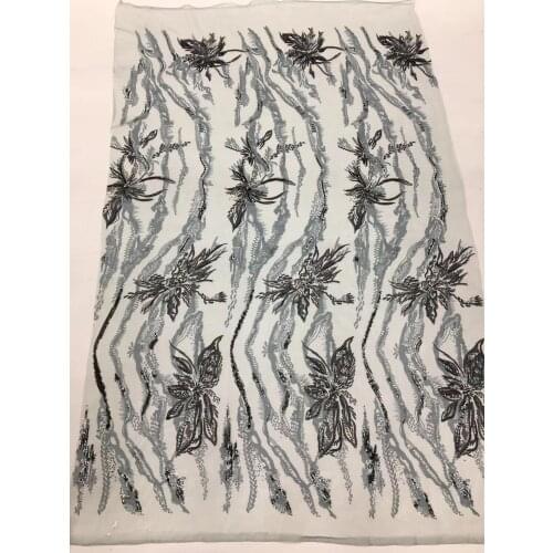 5yards/bag Embroidered sequined floral fabrics are used in wedding dress designs XX523