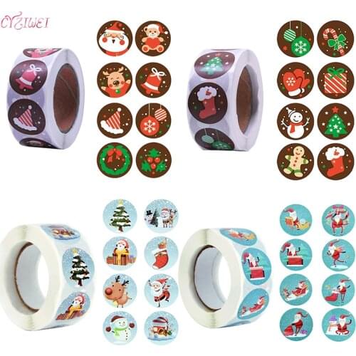 500pcs/roll Merry Christmas Stickers Christmas Theme Seal Labels Stickers For DIY Gift Baking Package Envelope Stationery Decor