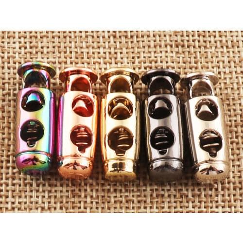 30PCS Gold /Silver/Gunmetal/Rose Gold /Rainbow Double Barrel Toggle Cord Lock,Stopper Spring Buckle,Cylinder Stopper Toggle