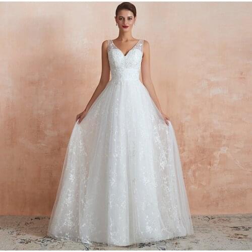 White/Irovy Wedding Dress Backless Applique length Sexy Sheer Straps Court Train Open back Lace Vestido De Noiva