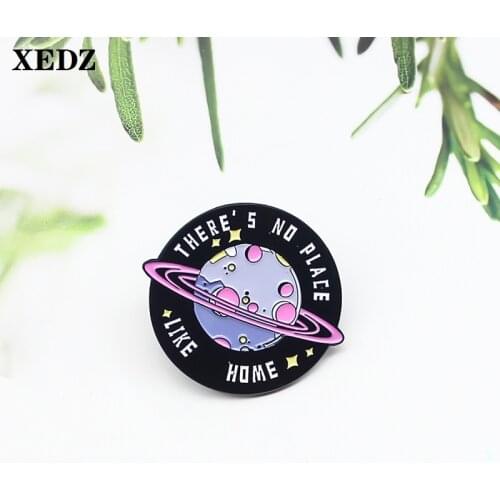 XEDZ Purple Planet Enamel Pin Theres No Place Like Home Bumpy Shiny Star Gas Wave Alien Badge Punk Dress lapel brooch Jewelry