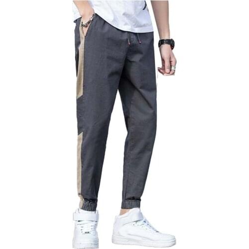 Men Casual Pants Fashion Men Streetwear Ankle Tie Drawstring Waist Sports Ninth Pants Trousers Sweatpants Mens Clothing