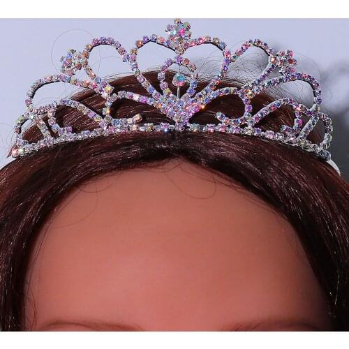 Stonefans AB Color Rhinestone Wedding Tiara Crown With Comb Heart Crystal Headband Hair Accessories Diadem Women Girls Headdress