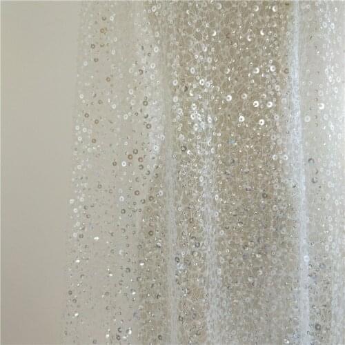 New bead &sequins decorative fabric lace ivory lace for dress