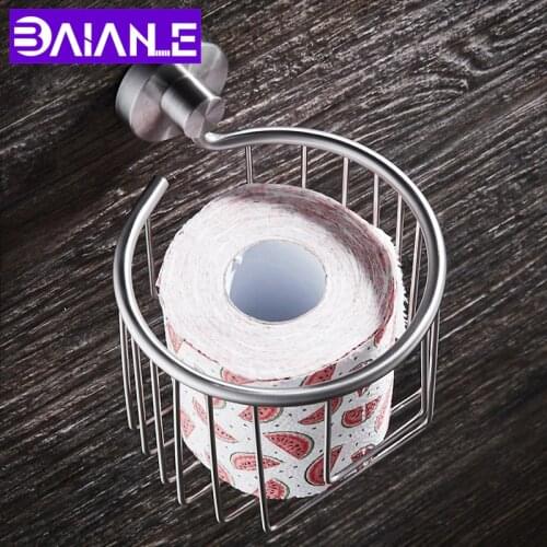 Toilet Paper Holder Stainless Steel Bathroom Roll Paper Holder Creative Wall Mounted Paper Towel Holder Basket Box Storage Rack