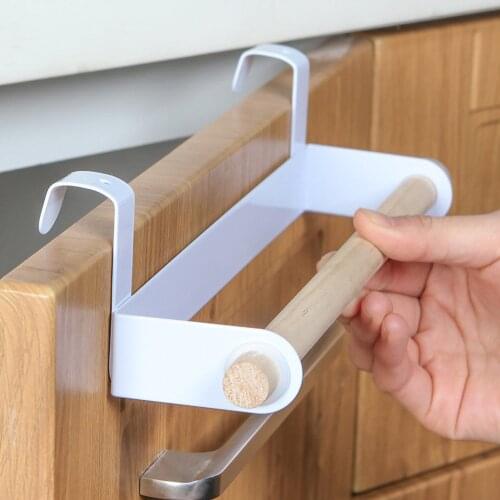 Home Paper Holder Towel Rack Thick And Durable No Punch No Paste Door Hanging Organizer For Kitchen Accessories