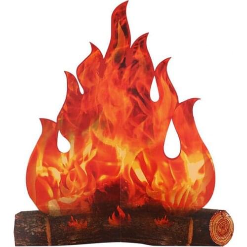 Fake Flame 3D Realistic Art Paper Red Vivid Artificial Safe Campfire for Festival Party Supplies Decorations