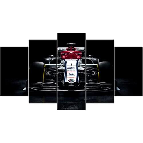 5 Pieces Canvas Wall Art Alfa Romeo F1 Racing Car Paintings HD Printed Posters Modular Pictures For Living Room Decor