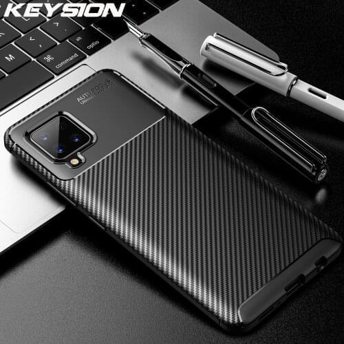 KEYSION Phone Case for Samsung A12 A32 A42 5G A02S Carbon Fiber Texture Silicone back Cover For Galaxy M51 M31S M01 A01 Core