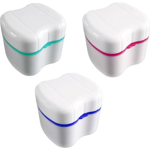 Denture Box with Specially Designed Holder for Rinse Basket Great for Care Easy to Open Store and Retrieve