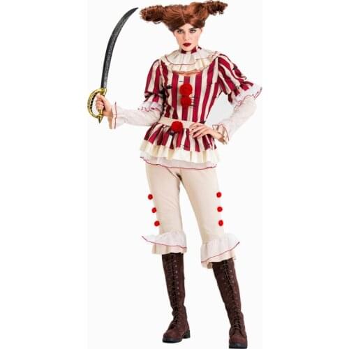 Horror Clown Killer Costume Cosplay Adult Halloween Costume For Women Terror Joker Movie Stephen Kings It Suit Carnival Party