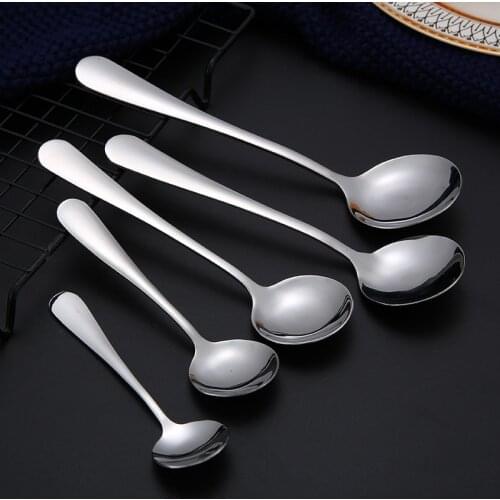 Round spoon Stirring spoon Ice scoop Stainless Steel cutlery Children spoon Coffee Spoon Tea Dessert Spoons Serving spoons