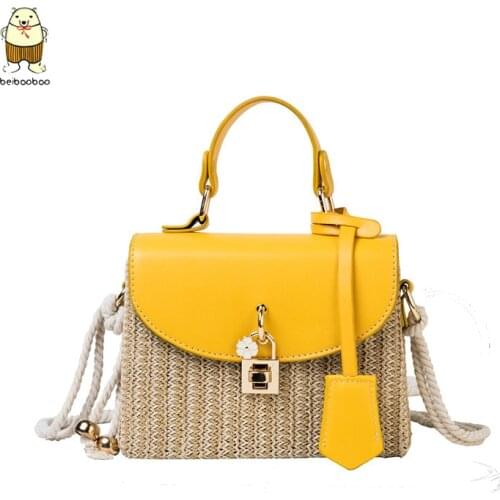 Beibaobao 2021 Fashion Handbag Ladies Bag Female Purse New Summer Straw Beach Weave Bag Women Crossbody Bags