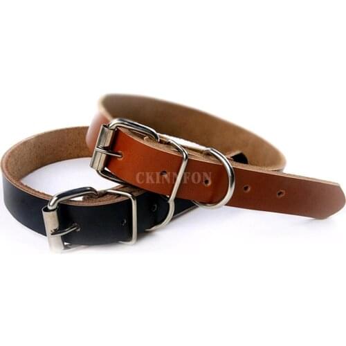 50Pcs/Lot Fashion Pure Leather Pet Collars Pet Traction Leather Dog Collar For Small Dog Big Dog