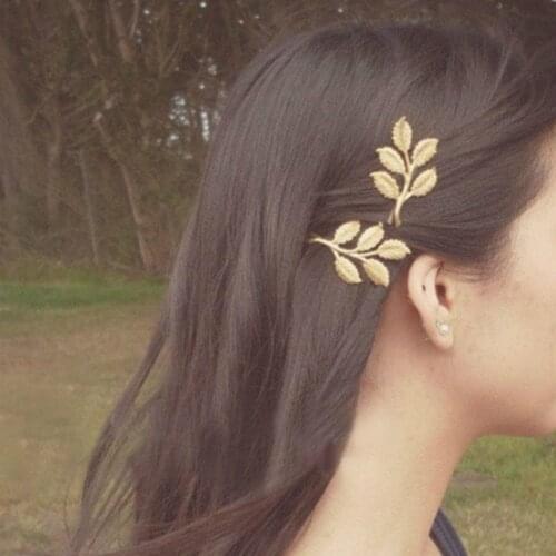 Fashion Girls Wedding Hair Jewelry Barrettes Metal Leaf Hair Clips Hairpins Hair Accessories for Womens Bride Headwear