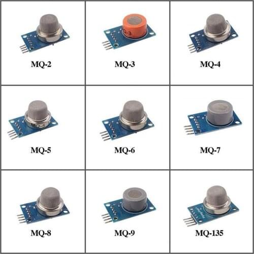 9PCS/Lot Gas Detection Sensor Module MQ-2 MQ-3 MQ-4 MQ-5 MQ-6 MQ-7 MQ-8 MQ-9 MQ-135 Sensor Module Gas Sensor Starter Kit