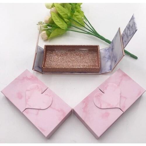Magnetic Custom Packaging Empty Eyelashes Packaging Marble Design for 25MM Strip Lashes 3D Mink Lashes Rose Gold Package