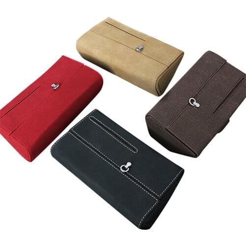 YOLU 2020 New Cases For Glasses Car Glasses Holder Case Auto Sun Glasses Holder In Car Red Black Beige Brown