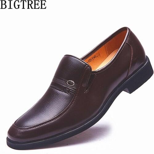 Dad Shoes Men Office Loafers Mens Formal Shoes Genuine Leather Business Shoes Men Elegant Sepatu Slip On Pria Erkek Ayakkabi