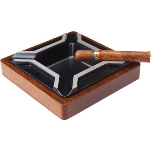 Cigar Ashtray Large Metal Solid Wood Ashtray Fashion Personality Ktv