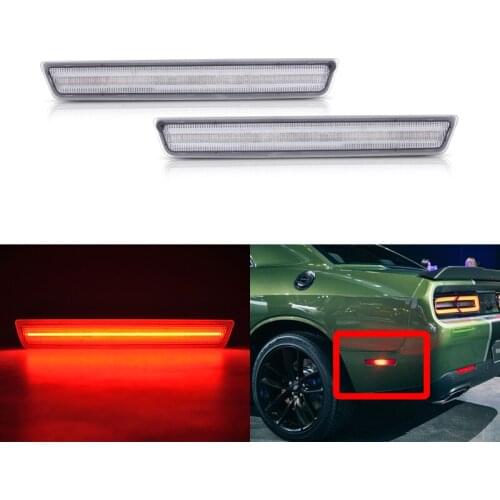 Fits For Dodge Challenger 2015-2019 Rear Red Fender Led Side Marker Lights 2PCs