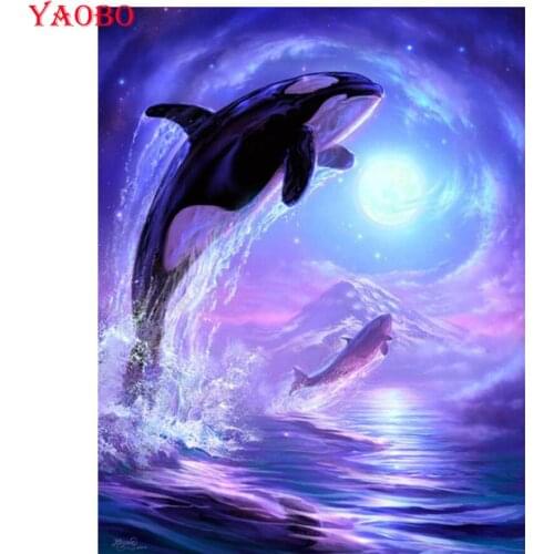 Full square round 5d diy Diamond painting cross stitch Dolphins Scenery diamond embroidery Mosaic picture diamond mazayka