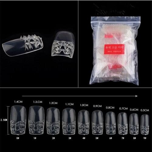 500 Pcs/Set Transparent Glaze False Nail Korean Acrylic UV Salon Design Full Nail Tips Manicure False Beauty Nail Art Tool